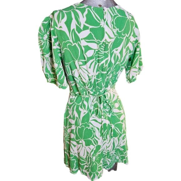 Faithful The Brand La Castella Green White Tropical Mini Dress Size 4 - Picture 6 of 15